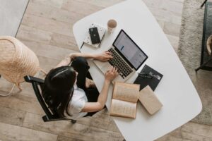 Photo by Vlada Karpovich: https://www.pexels.com/photo/young-lady-typing-on-keyboard-of-laptop-in-living-room-4050315/
